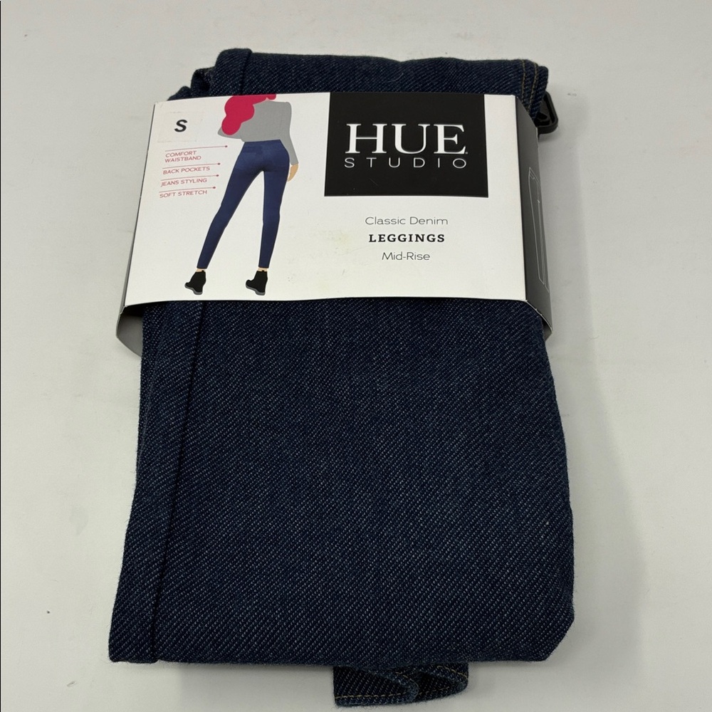 NEW-HUE Studio Women’s Essential Denim Leggings – Size Small, Deep Indigo